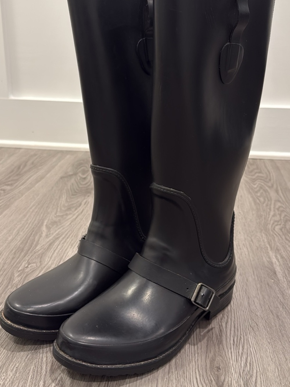 L.L. Bean Black Tall Women's Rain Boots with Buckle